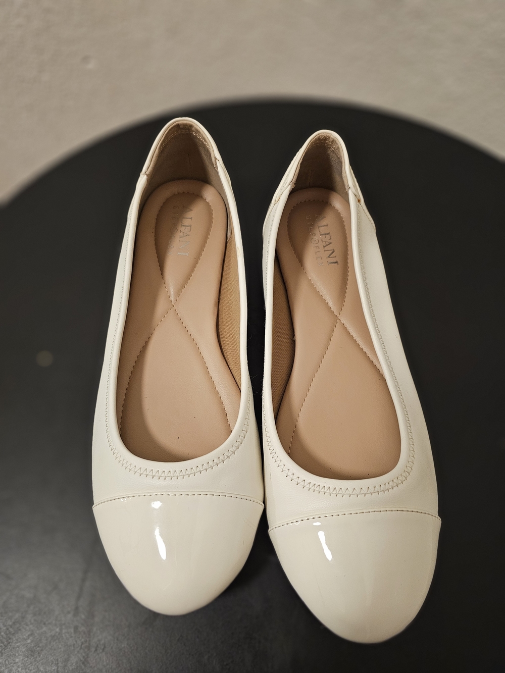 Alfani Cream Patent Ballet Flats - Women's Slip-On Loafers